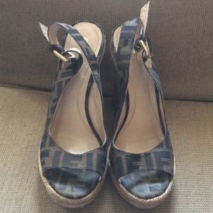 Authentic Fendi Wedge Espadrilles Size 38.5